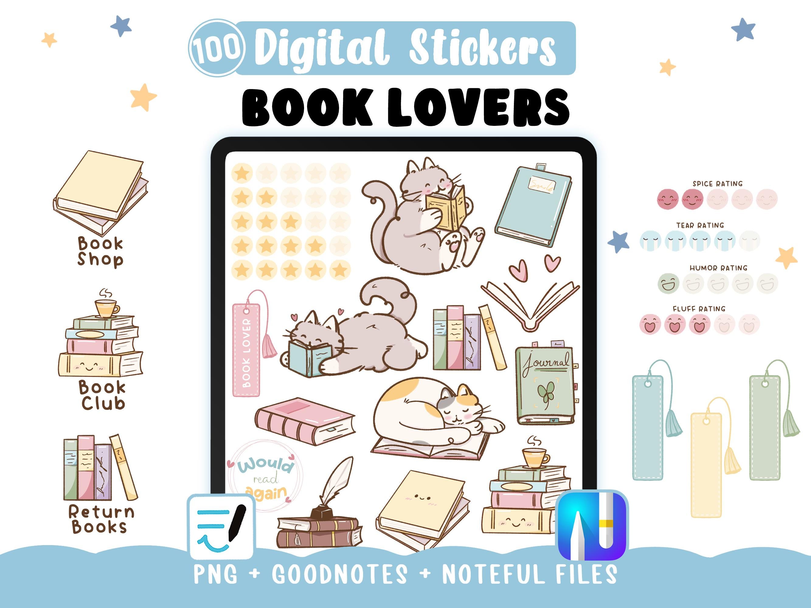 Digital Book Lover Stickers — 100 Bookish Stickers for Reading Journal ...