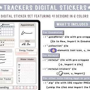 Neutrale digitale Sticker-Tracker. 250 gestanzte Tracker-Widgets für digitale Goodnotes-Planer im Buchformat + transparente PNGs Bild 5