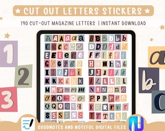 190 Cut-Out Letters + Numbers Bundle – Magazine Cut-Outs, Ransom Letters, Junk Journal & Scrapbook Kit for GoodNotes, Noteful, Printable