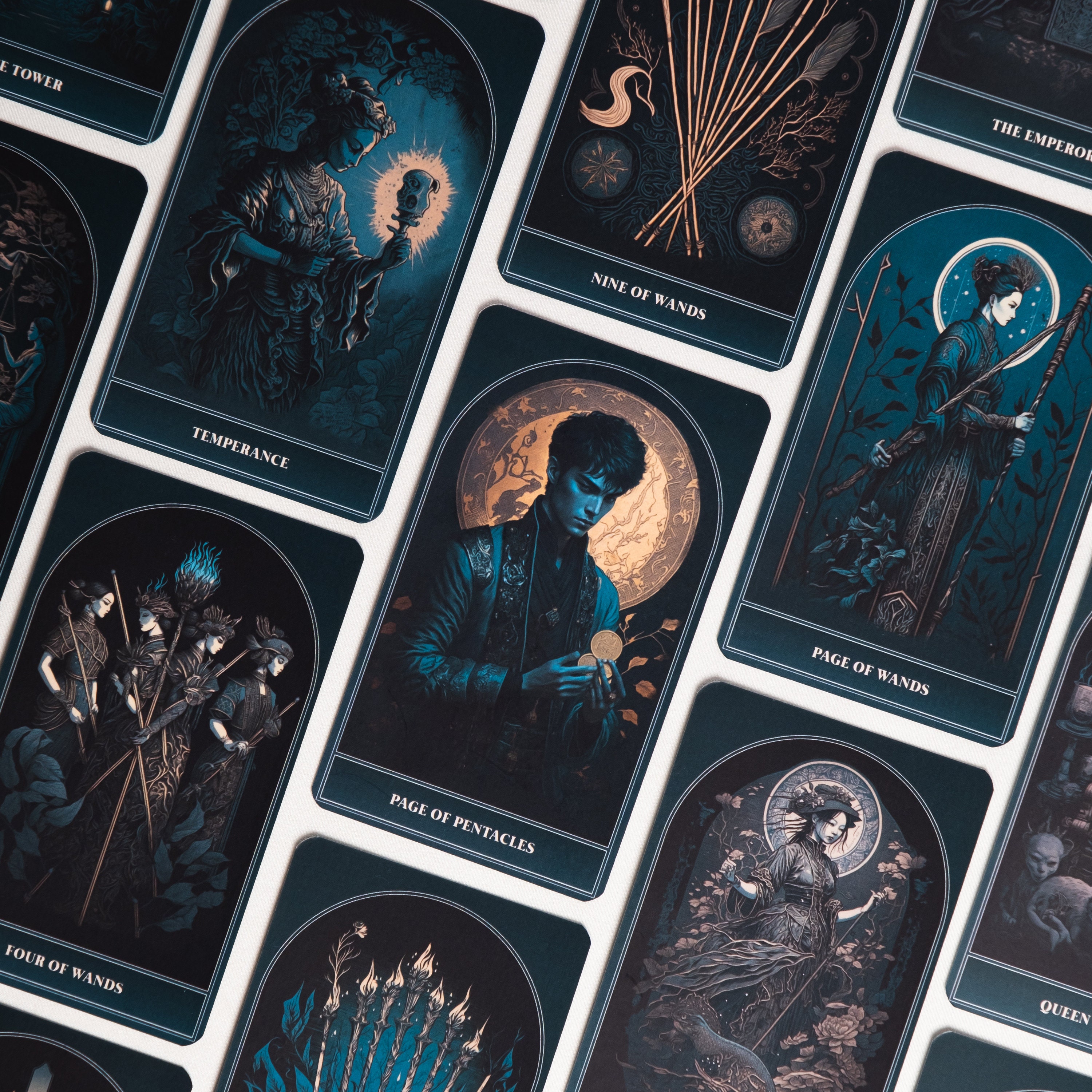 Tarot Deck, Custom Green and Black Tarot Deck, 78 Tarot