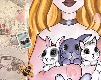 BeeCute | Stampa digitale | pdf | Acquarello | Pet | Bunny | Coniglietto | Cute | Kawaii | La casa dei nigli