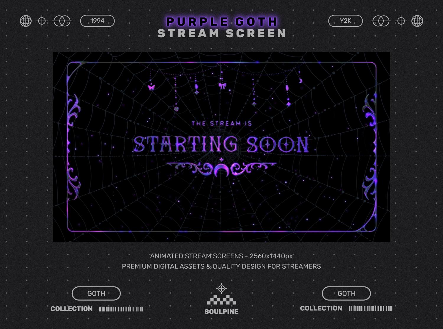 Purple Goth Twitch Stream Overlay Package | Gothic Vtuber Pack ...