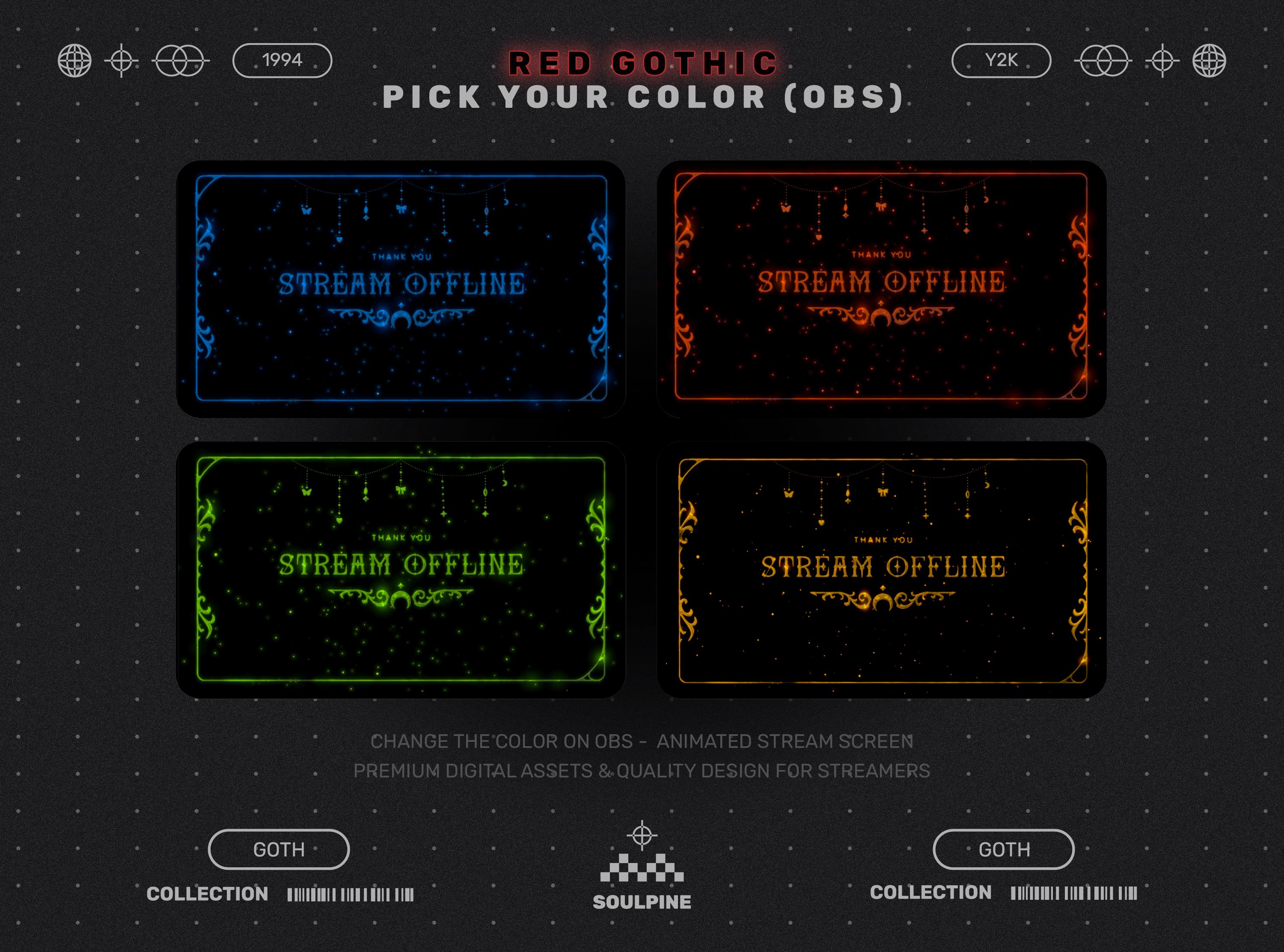 Crimson Gothic Animated Stream Screens | Blood Red Twitch Overlay ...