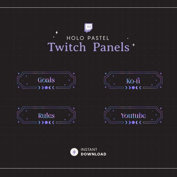 Holographic Pastel, Little Mermaid Celestial Panels For Twitch Youtube, Dreamy aesthetic,