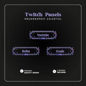 Holographic Pastel Twitch Panels: Mermaid Celestial Theme (Digital Download)