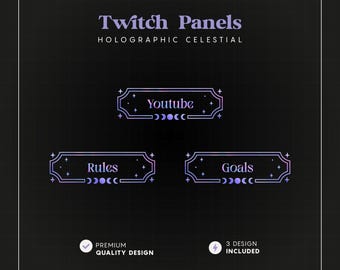Holographic Pastel Twitch Panels: Mermaid Celestial Theme (Digital Download)