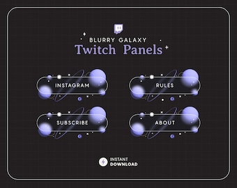 Purple Galaxy Twitch Panels: 3D Blurry Glass Effect (Digital Download)