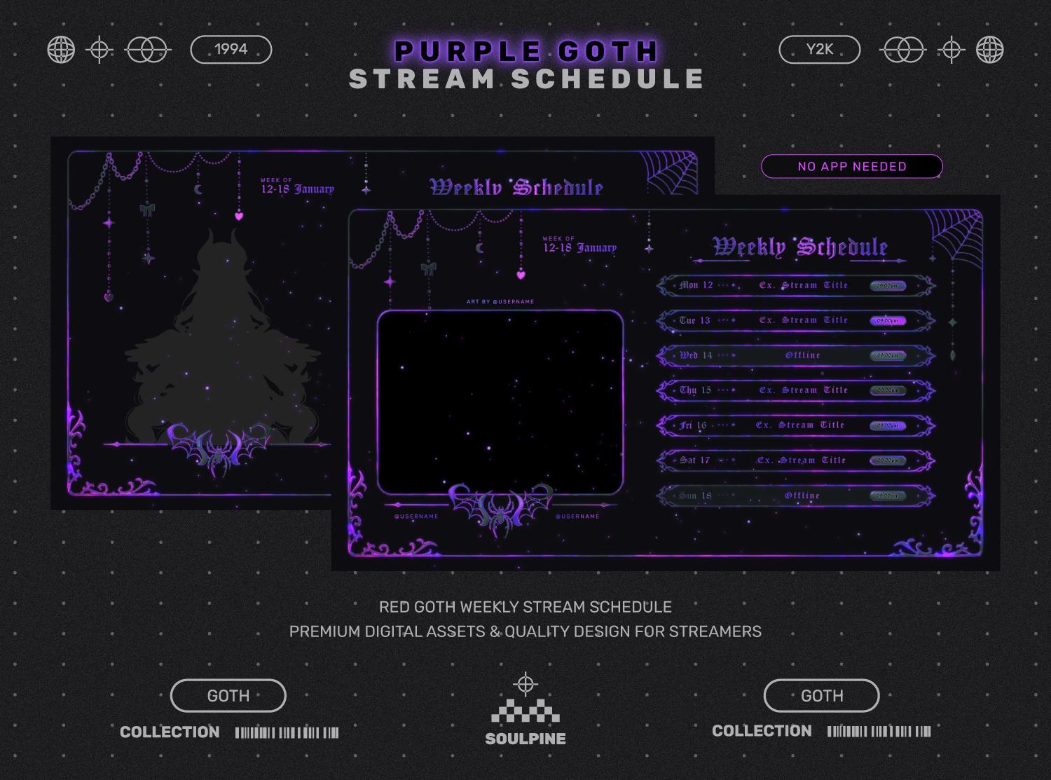 Purple Goth Twitch Stream Overlay Package | Gothic Vtuber Pack ...
