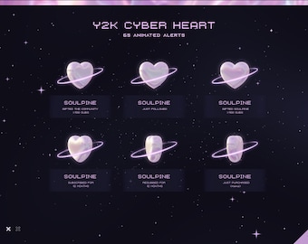 Cyber Heart Pink Y2K Animated Alerts : Cyberpunk Baddie Twitch