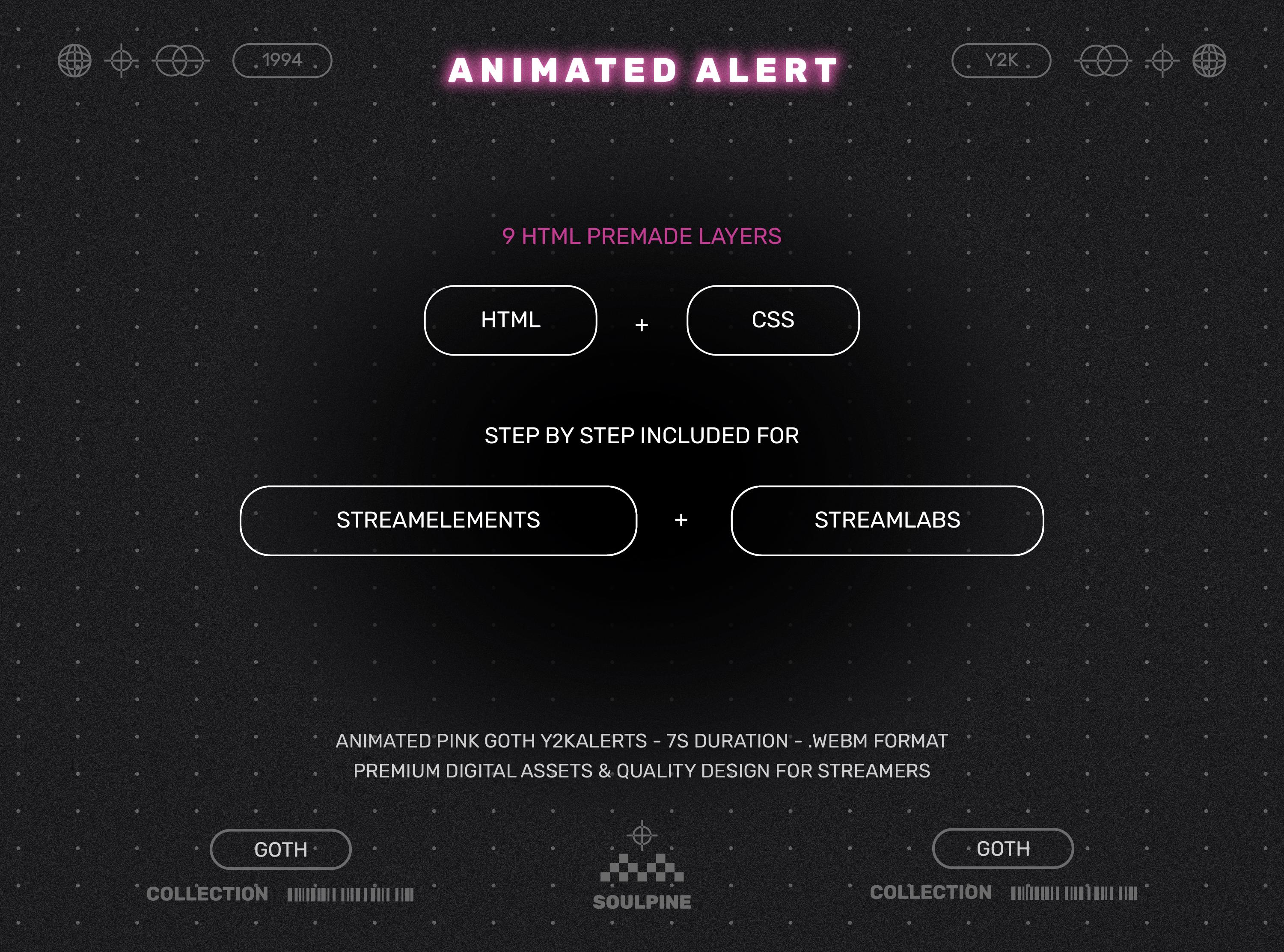 Gun Metal Stream Alert Example Goth Stream Alert: Animated for Twitch, Kick, Youtube - Alert Pink ...
