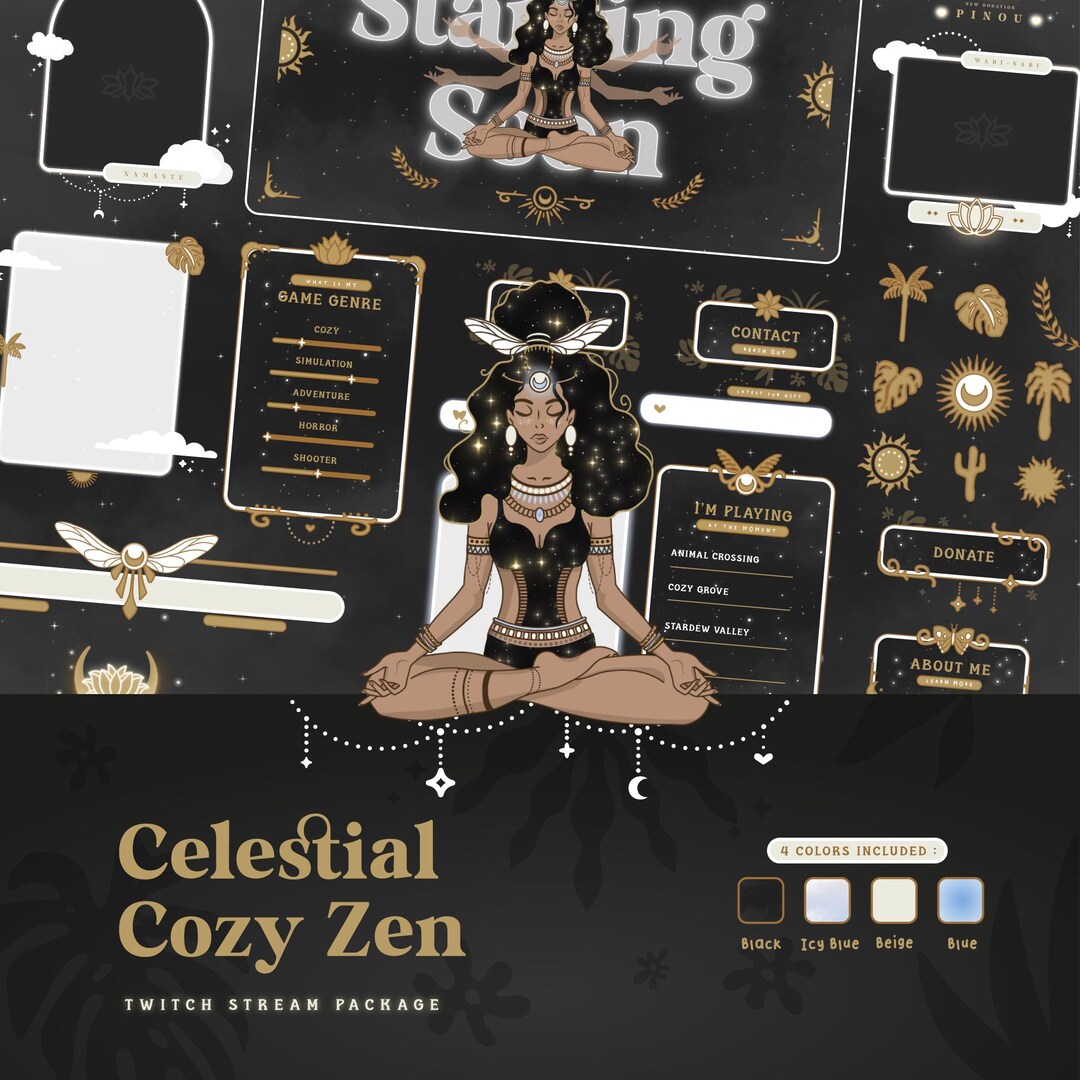 Celestial Twitch Stream Package: Cozy Zen Overlays, Alerts, Panels - Etsy
