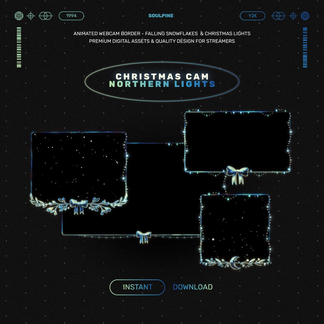 Christmas Northern Lights Animated Webcam Overlay: Snowflakes Stream ...