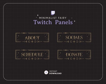Minimalist Fairy Twitch Panels: White & Gold Astral Graphics (Digital Download)
