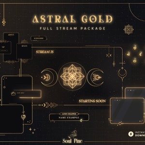 Astral Gold Stream Package: Animated Twitch Overlay