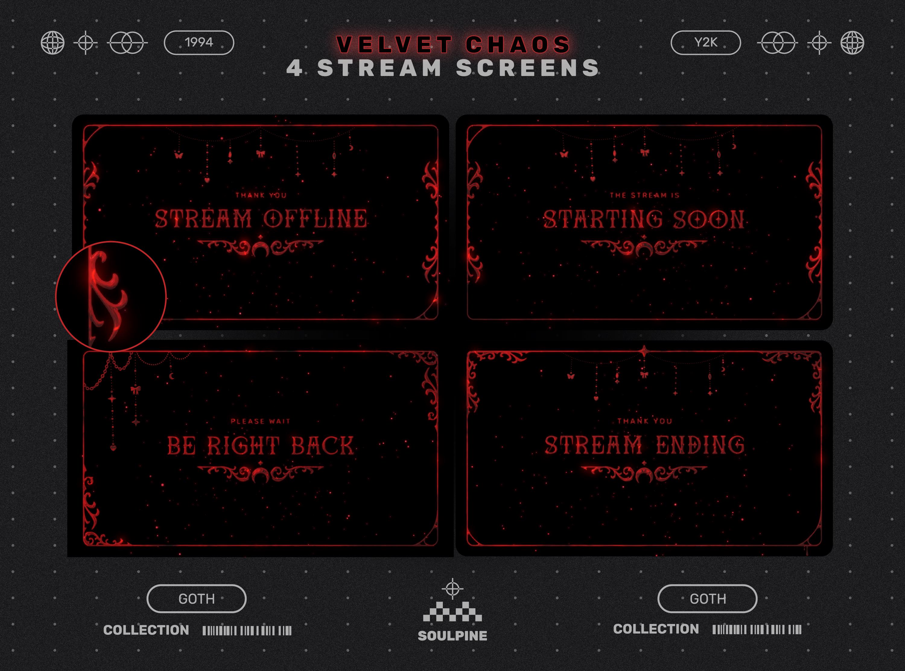 Velvet Chaos Twitch Stream Package: Blood Red Twitch Overlay (with ...
