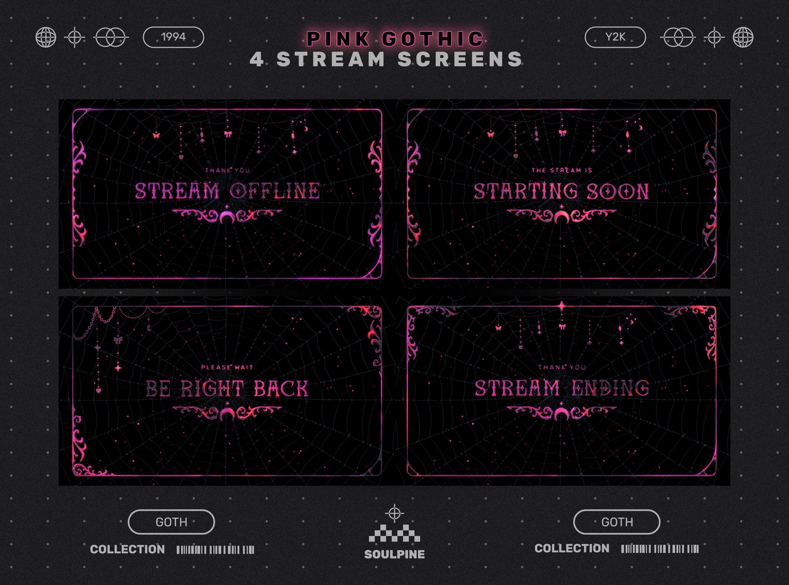Pink Gothic Stream Screens ⊹ Alt Gothic ⊹ Witch ⊹ Vtuber Streamer ...