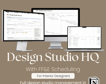 Interior Design Studio Client Project Management Tracker FF&E Schedule - Notion Template - Tasks - Calendar Invoices - Client Portal