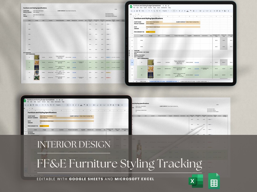 Interior Design FF&E Furniture and Styling Tracking Schedule | Google ...