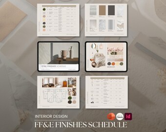 Interior Design Furniture, Finishes and Fixtures Schedule Template Editable with Canva, Powerpoint, InDesign | Moodboard, Furniture, FF&E
