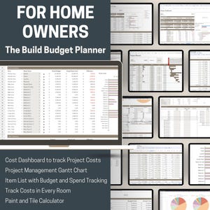 construction project template, Home Renovation Planner, Excel & Google Sheets, Management Gantt Spreadsheet, DIY Construction Budgeting