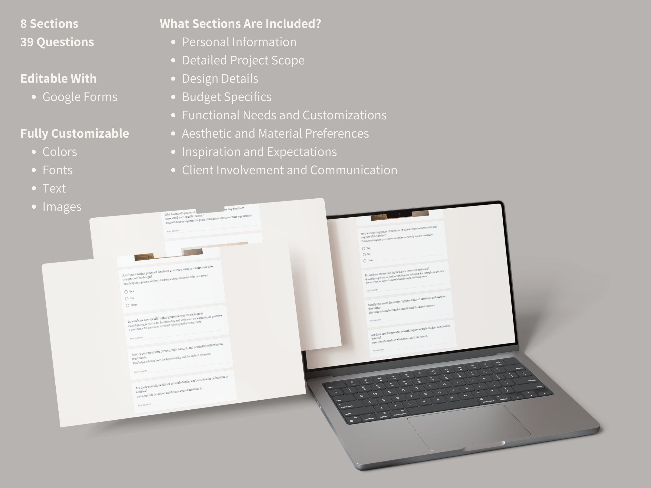 Interior Design Detailed Client Onboarding Questionnaire Google Forms ...