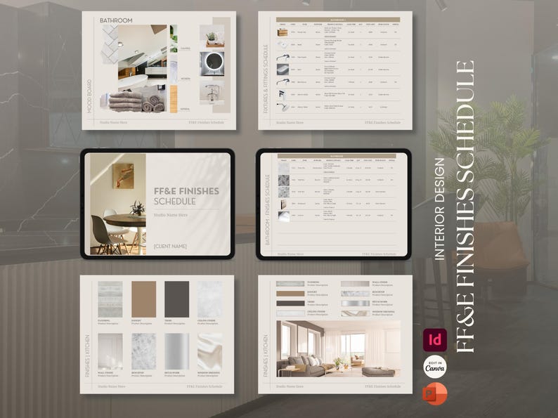 Interior Design Furniture, Finishes and Fixtures Schedule Template ...