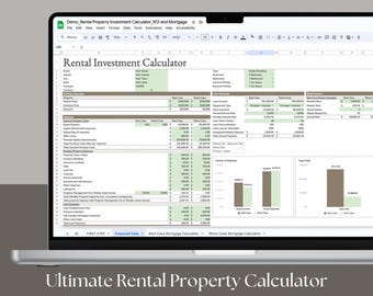 Foglio di calcolo per la calcolatrice degli investimenti immobiliari in affitto Excel Fogli Google con calcolatrice dei mutui e ROI