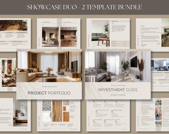 Portfolio de décoration d'intérieur et guide d'investissement | Ensemble de modèles (Canva, InDesign, Powerpoint)