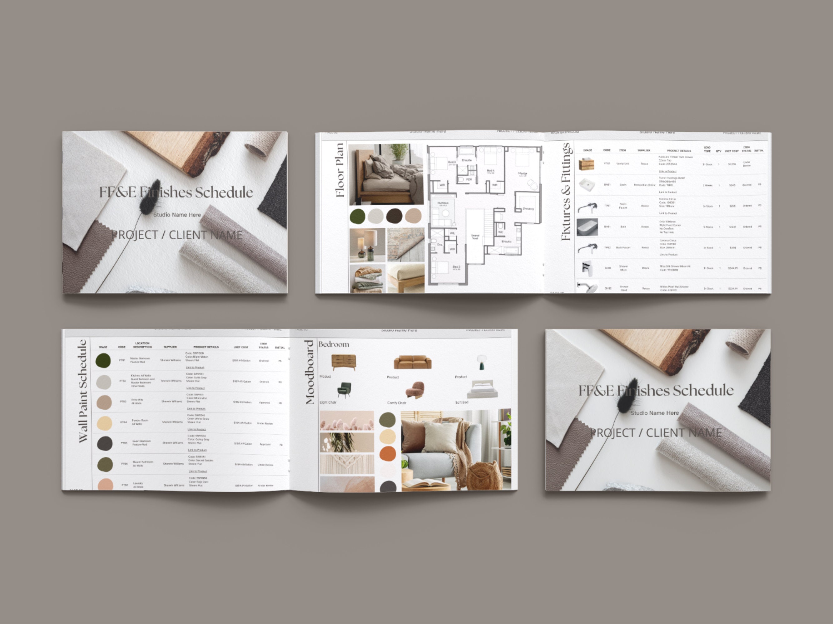Plantilla de diseño de interiores FFE Acabados, mobiliario, herrajes y ...