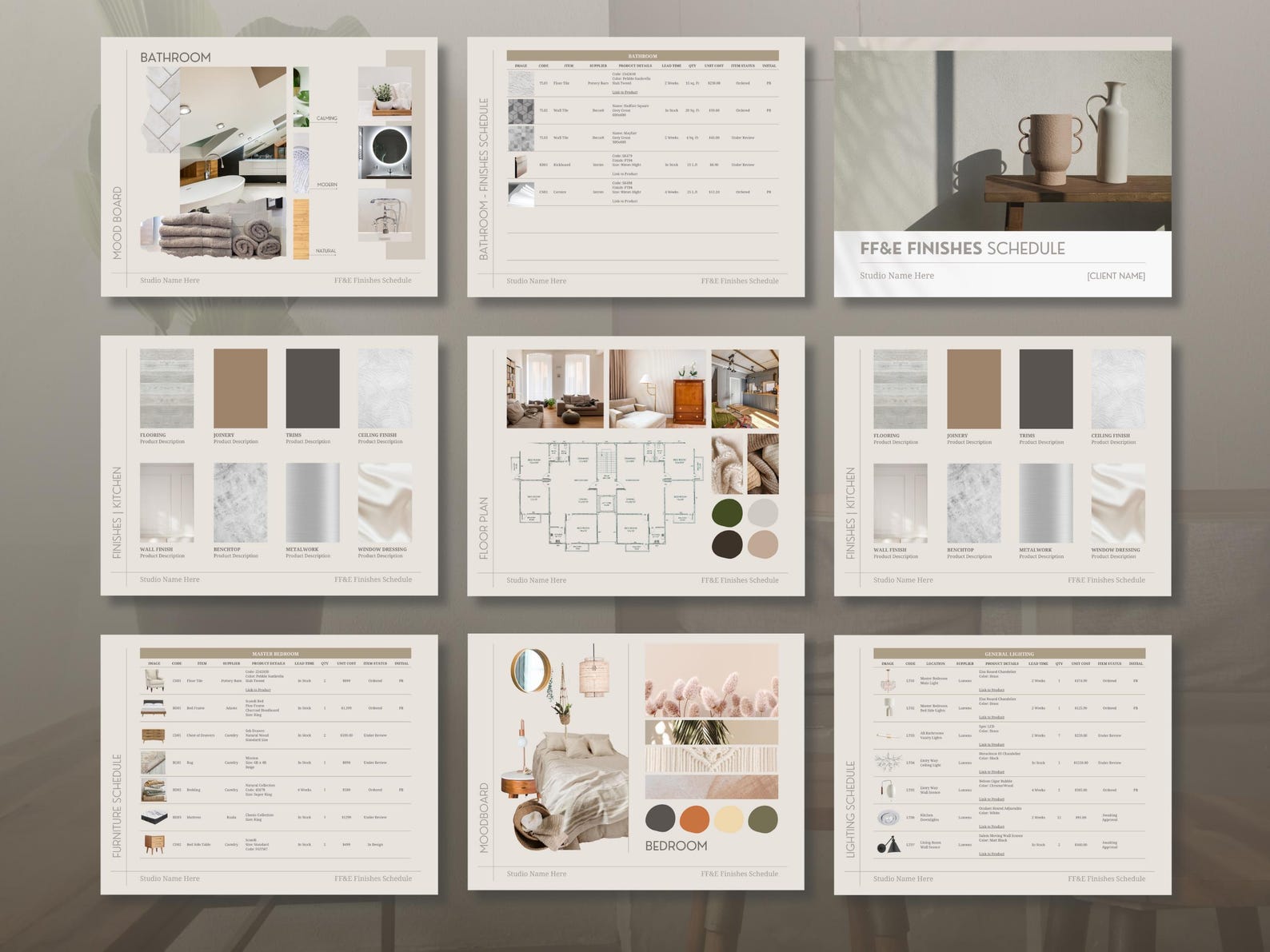 FFE Finishes Schedule for Interior Designers, Moodboard, Specification ...