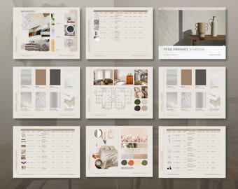 FFE Finishes Schedule for Interior Designers, Moodboard, Specification for Furniture, Hardware & Fixtures for Canva, Powerpoint, InDesign