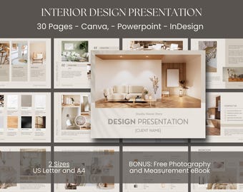 Présentation du design pour les architectes d'intérieur - Moodboards, listes de courses, sélection de matériaux, finitions Tableau Powerpoint Linden Collection Canva