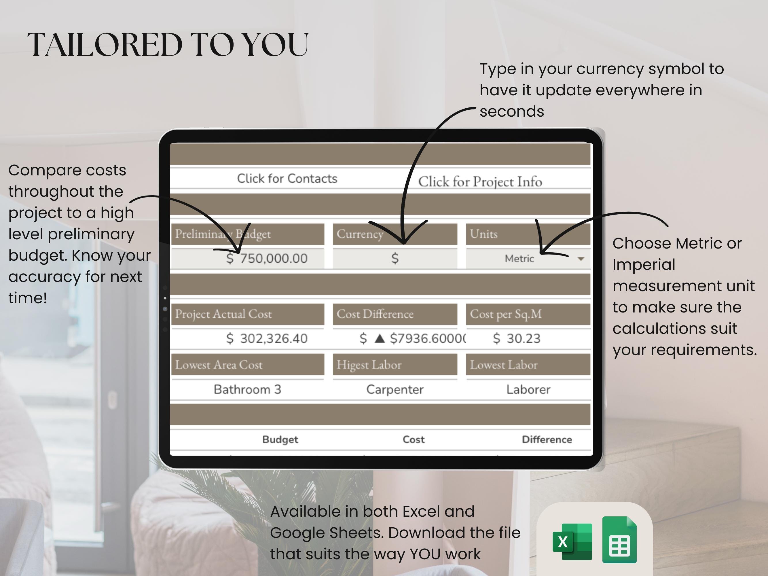 Build Budget Home Renovation Construction Planner, Excel Google Sheets ...