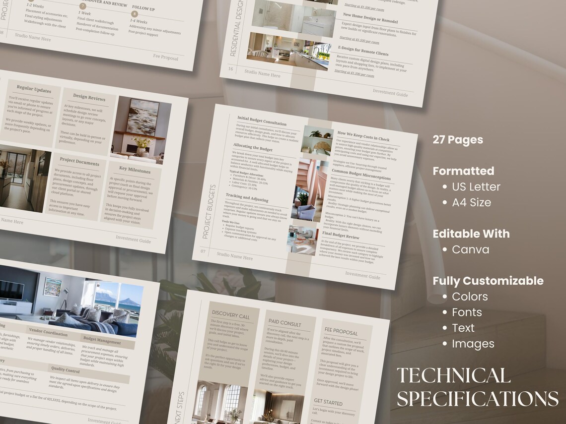 Interior Design Investment Guide | Packages and Pricing | Canva ...