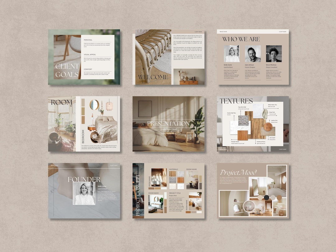 Interior Design Client Presentation Template, 33-page Canva Kit With ...