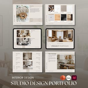 Innendesign-Projektmappe für Design-Profis, um Design-Projekte zu präsentieren und höher zahlende Kunden zu gewinnen.