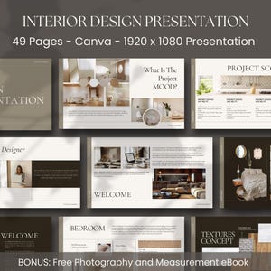 Design Presentation for Interior Designers - Moodboards,Shopping Lists,Material Selection, Finishes Board Canva Odessa Collection