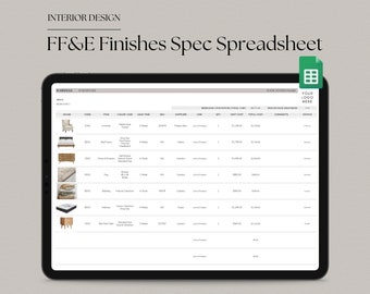 Interior Design Google Sheets FF+E Finishes Product Specification Schedule Template