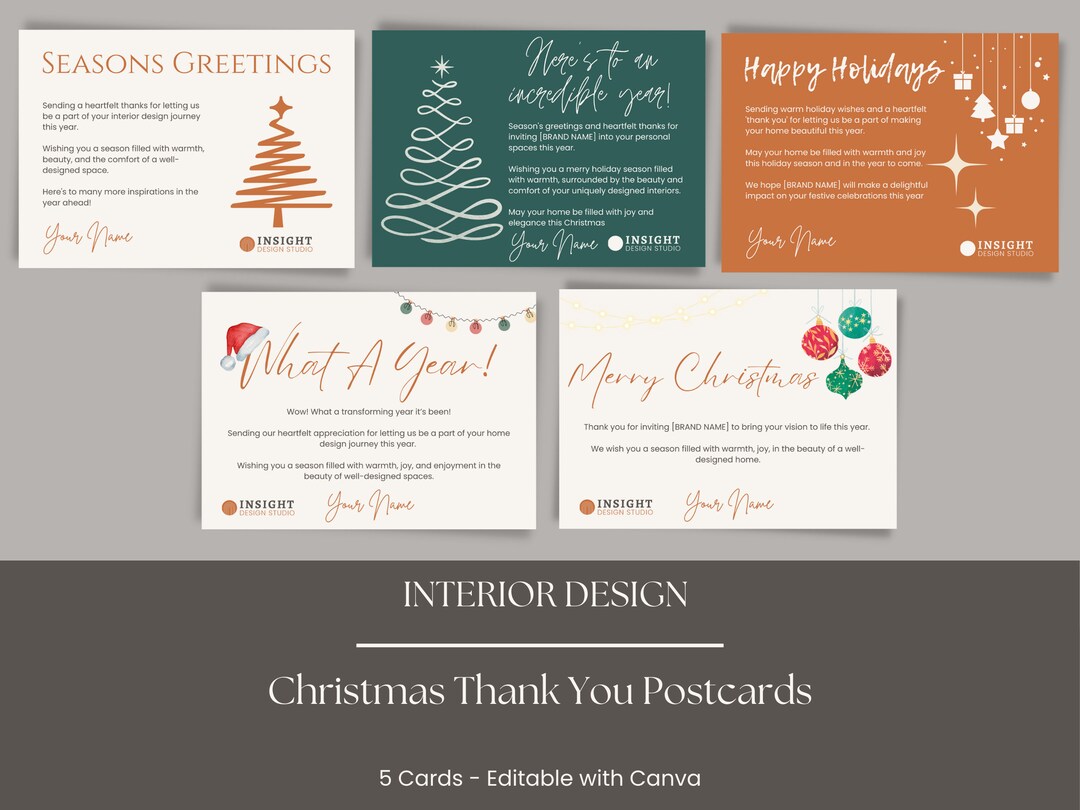 Interior Design - Client Christmas Thank You Marketing Post Cards ...