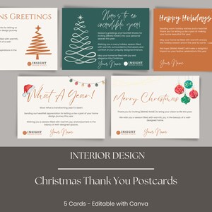 Décoration d'intérieur - Cartes postales marketing de remerciement pour Noël des clients - Téléchargement numérique Canva