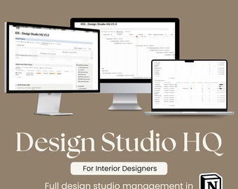 Interior Design Studio Client Project Management Tracker - Notion Template - Vendor Library - Tasks - Calendar Invoices - Client Portal