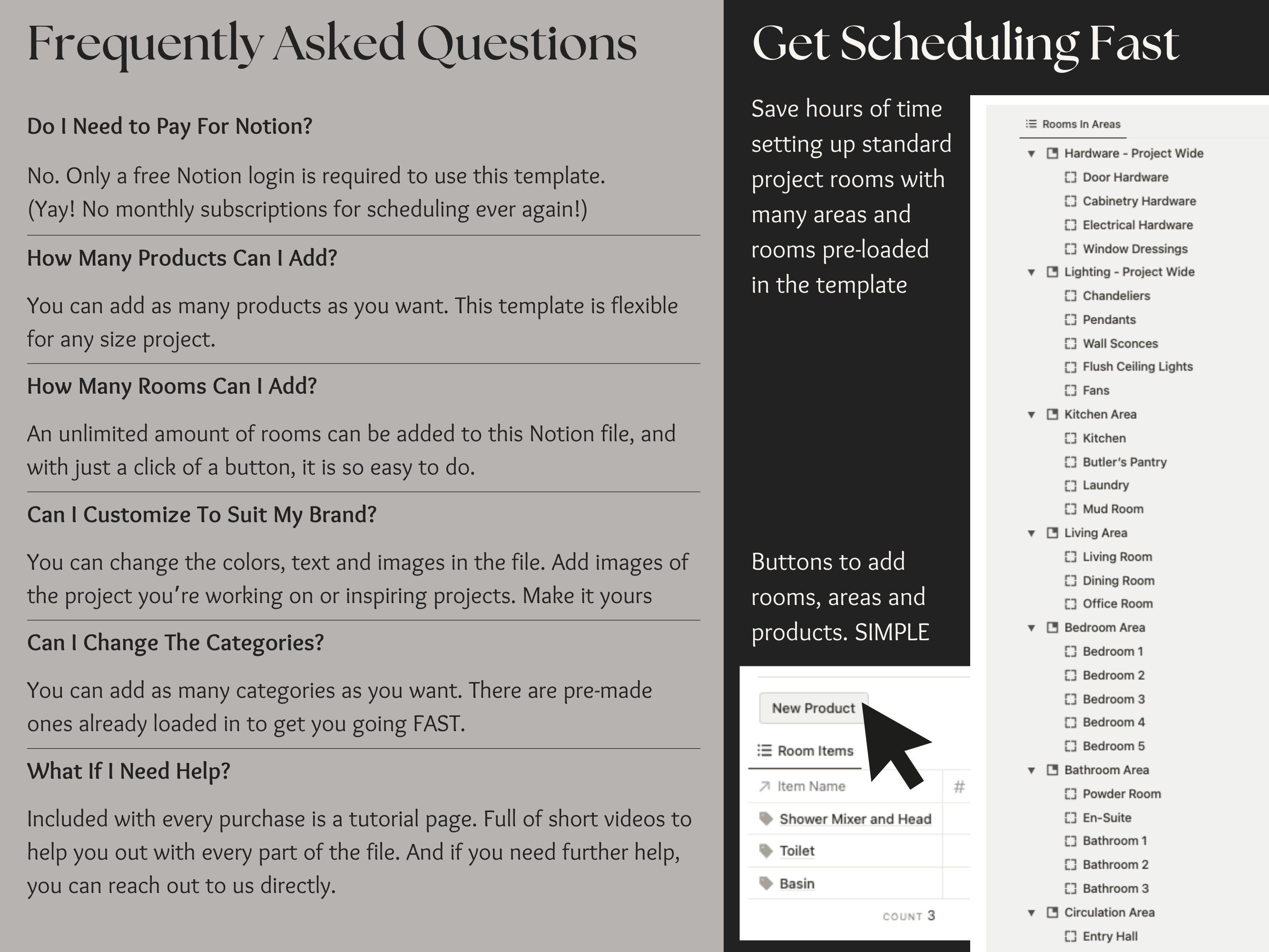 Interior Design Template - Notion - FFE Finishes Specification Schedule ...