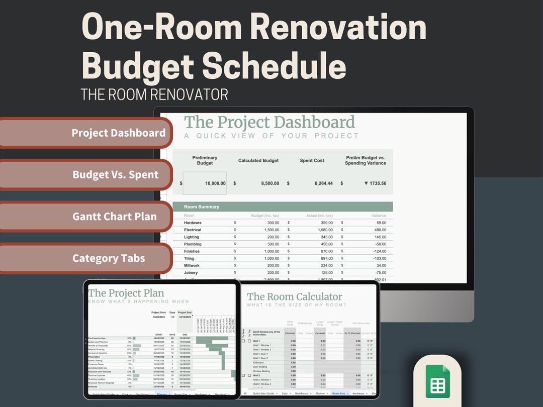 Home Renovation Budget Planner | Room Renovator Google Sheets Template ...