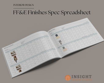 Interior Design Google Sheets FF&E Finishes Product Specification Template, Furniture Schedule, E-Design