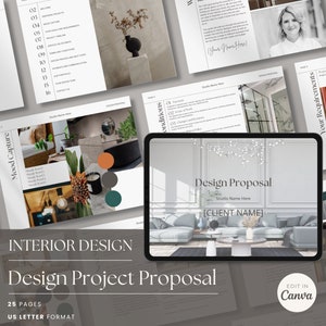 Interior Design Template - Project Proposal Canva - Professional Design Brief - Portfolio - Project Fee Estimate