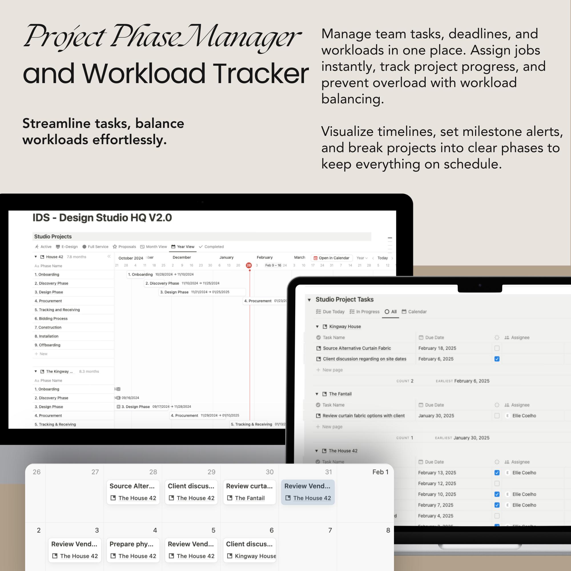 Interior Design Studio Client Project Management Tracker FF&E Schedule ...