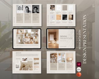 Interior Design Powerpoint P.P Presentation, Client Design Proposal Template, Designer Moodboard, E-Design Service Finishes Board
