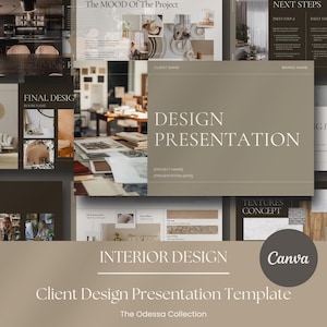 Design Presentation for Interior Designers - Moodboards,Shopping Lists,Material Selection, Finishes Board Canva Odessa Collection
