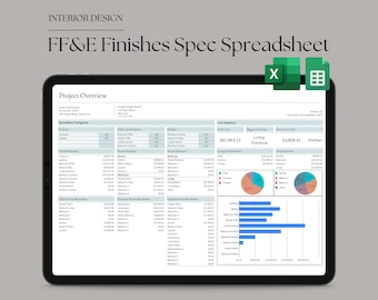 Interior Design Google Sheets FF&E Finishes Product Specification Template, Furniture Schedule, E-Design