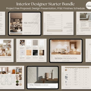 Editable Interior Design Template, Client Presentation, FFE Schedule, Canva & Powerpoint Template, Finishes Schedule, E-Design Presentation